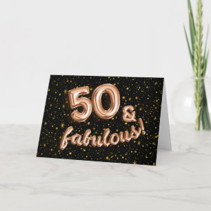 Carte Black Rose Gold Balloon Type 50e anniversaire