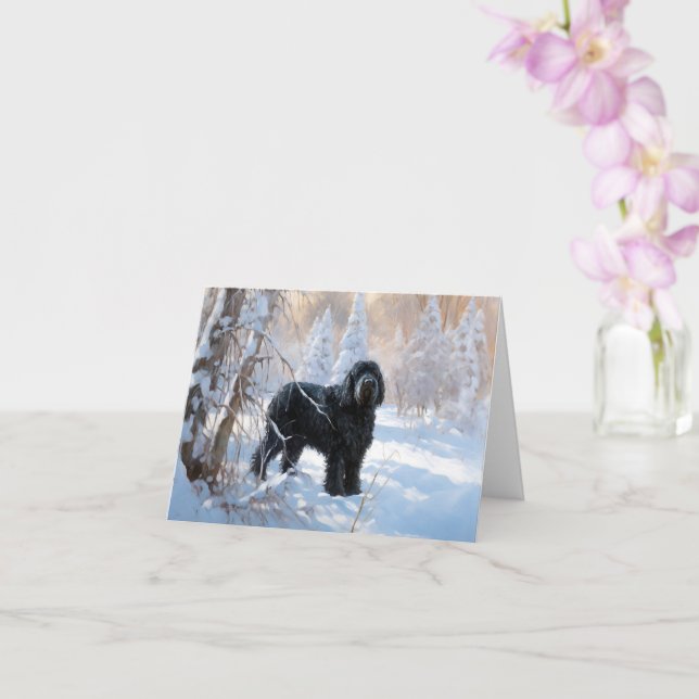 Carte Black Russian Terrier Laisser neiger Noël (Orchidée)