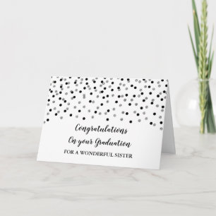 Carte Black Silver Sister Félicitations Graduation