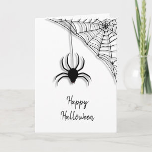 Carte Black Spider et Web Happy Halloween Card