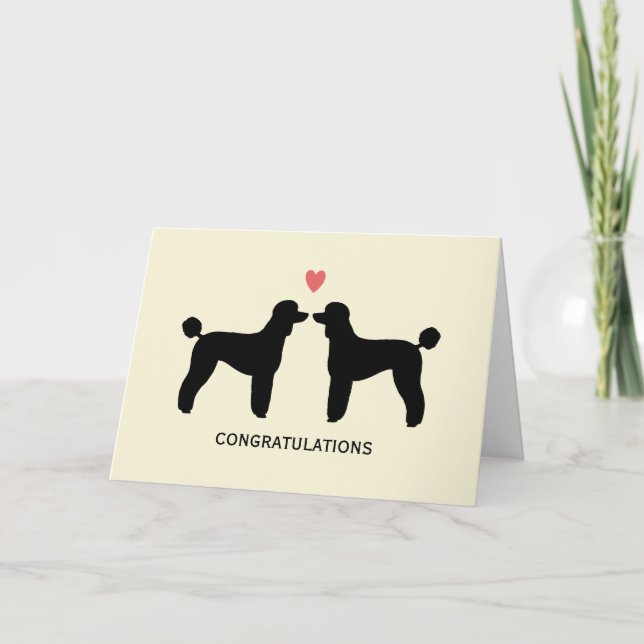 Carte Black Standard Poodles Félicitations Mariages (Devant)