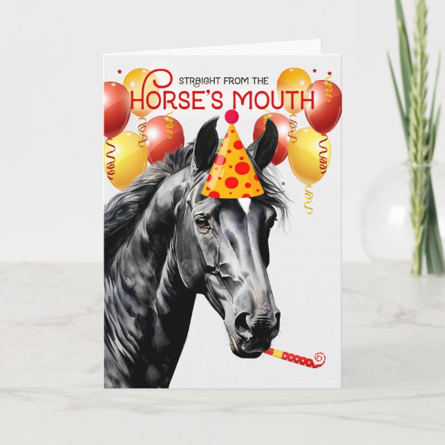 Carte Black Star Diamond Horse drôle Anniversaire (Devant)