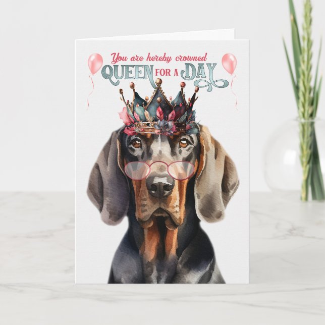 Carte Black Tan Coonhound Queen pour jour drôle Annivers (Devant)