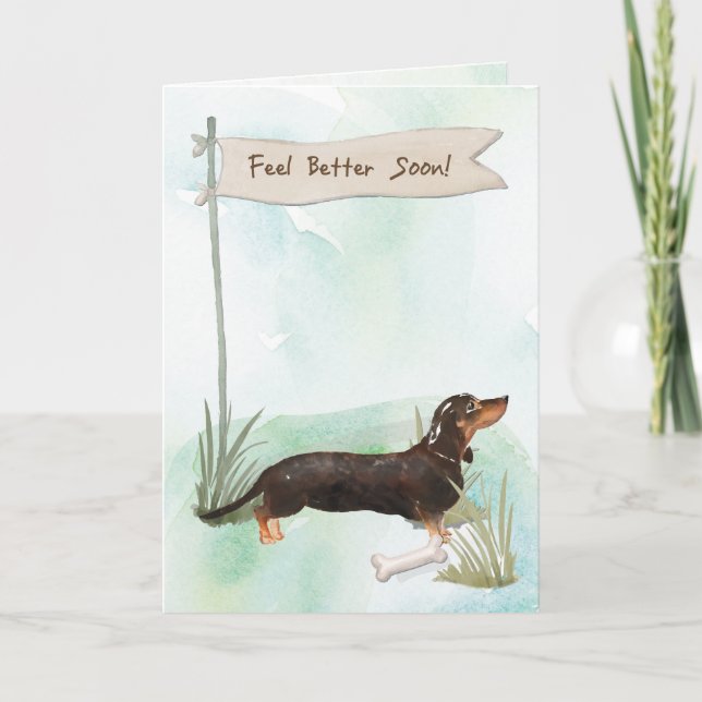 Carte Black & Tan Dachshund Sentez mieux la chirurgie à  (Devant)