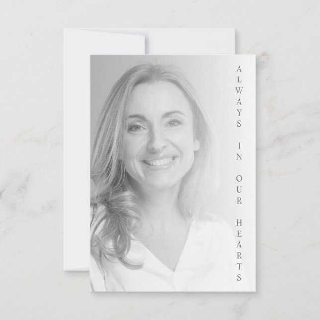 Carte Black & White Photo for Memorial Service (Devant)