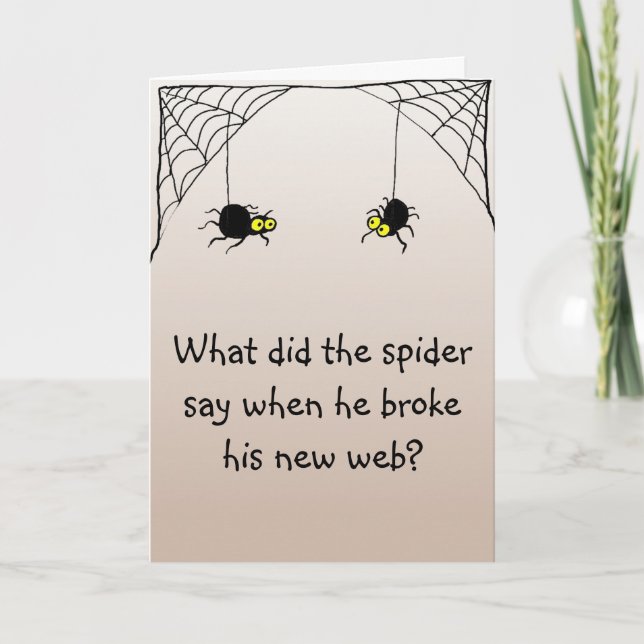 Carte Blague Halloween Qu'a dit l'araignée ? (Devant)