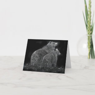 Carte Blanc animal d'art de Scratchboard de faune d'ours