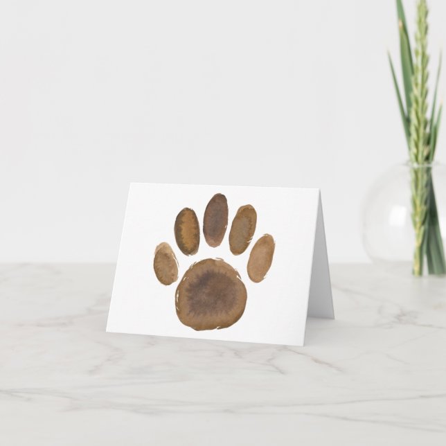 Carte BLANC Empreinte de patte mignon et simple (Devant)
