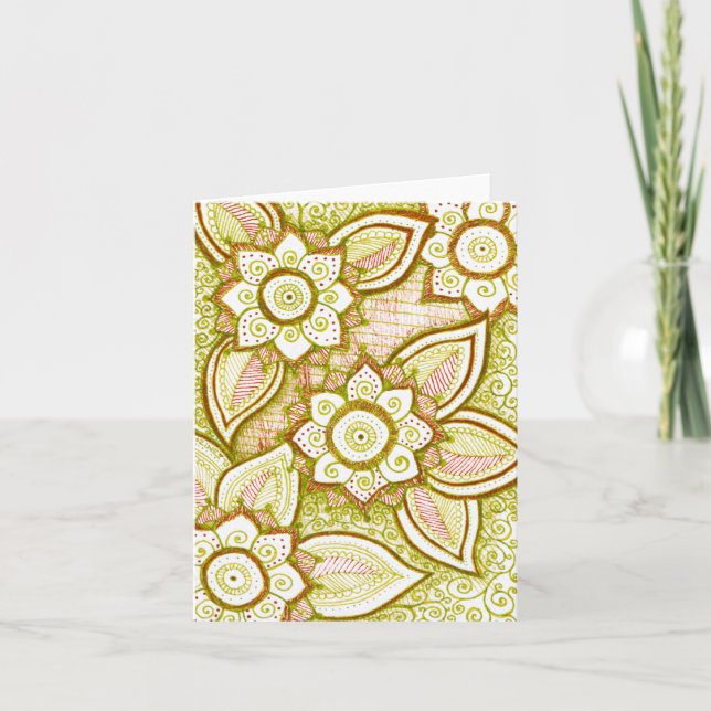 Carte Blanc indien de mandala de damassé de joyeux (Devant)