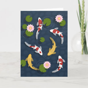 Carte Blanc japonais Koi Poisson Pond