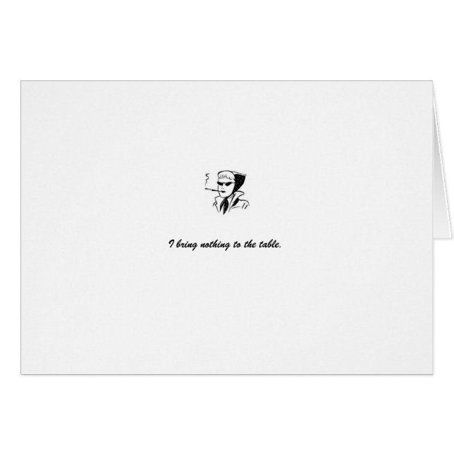 carte : blanc "je n'apporte rien à la table " (Devant horizontal)