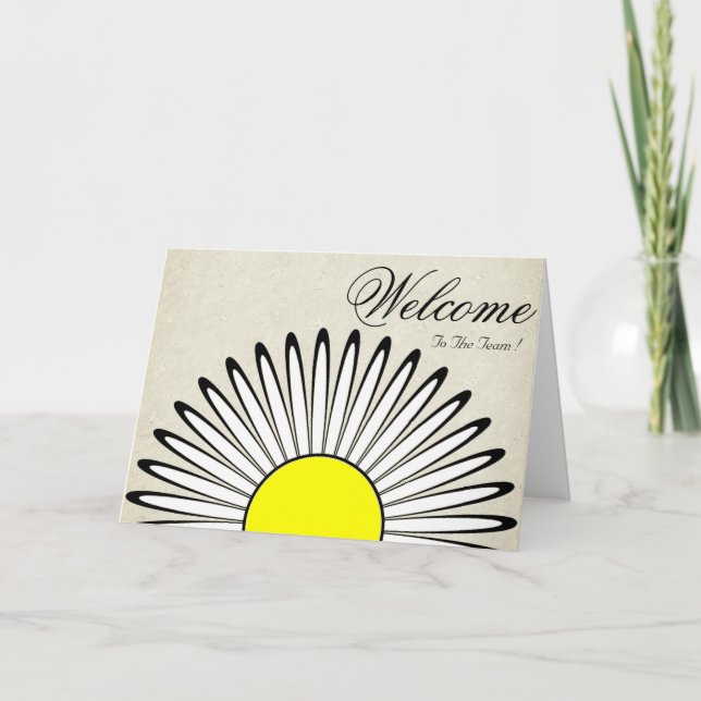 Carte Blanc Minimal Jaune Faisée Bienvenue (Devant)