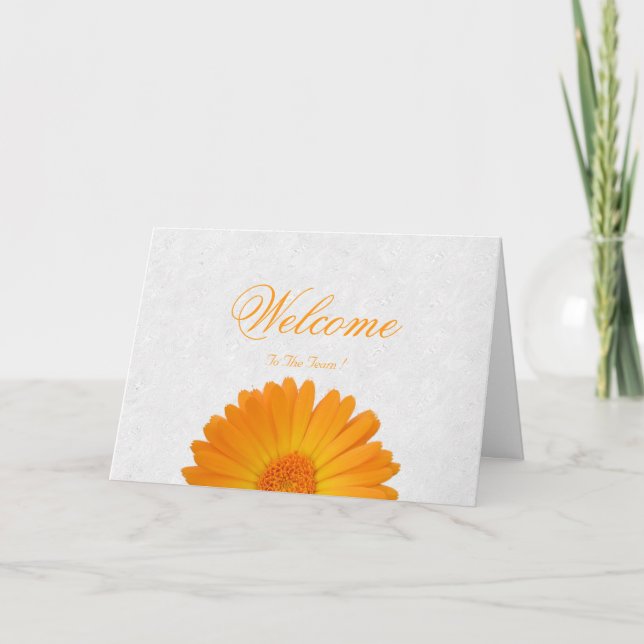 Carte Blanc Minimal Jaune Faisée Bienvenue (Devant)