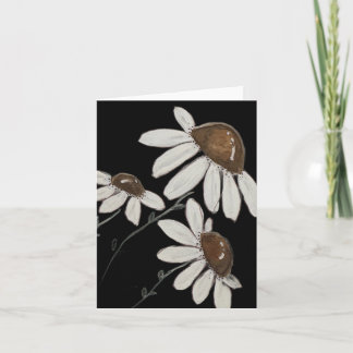 Carte Blanc sur marguerites d'aquarelle noire - plié bla