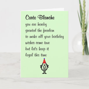 Carte Blanche A Funny Happy Birthday Poem Card