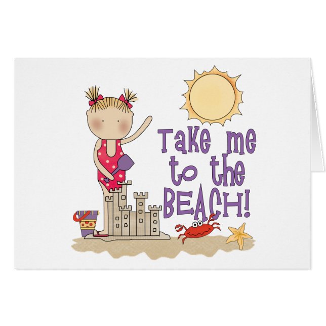 Carte blanche à la plage (fille) (Devant Horizontal)