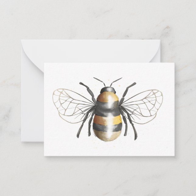 Carte blanche aquarelle Bumble Bee Flat (Devant)