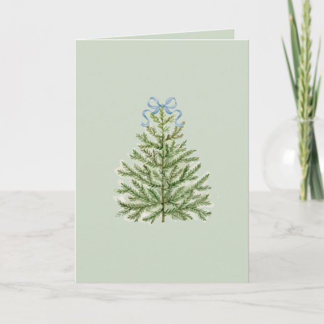 Carte blanche avec Aquarelle Arbre de Noël (Devant)