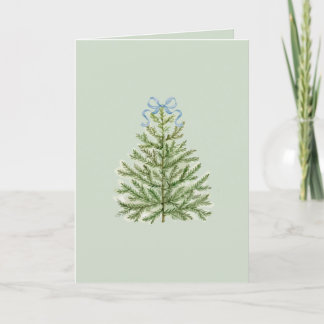 Carte blanche avec Aquarelle Arbre de Noël