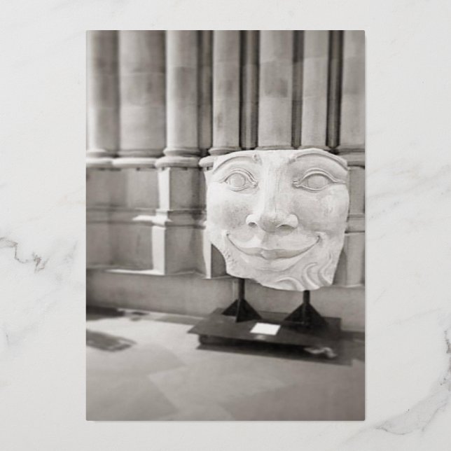 Carte blanche avec visage en noir et blanc (Recto)