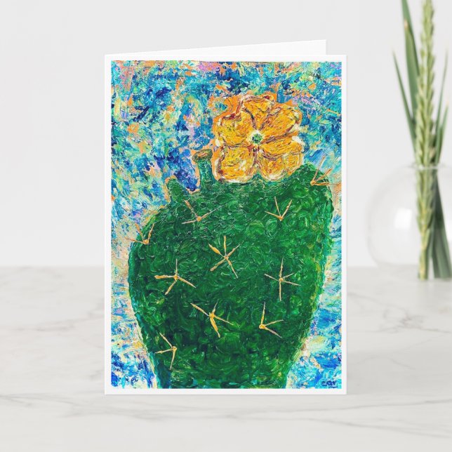 Carte blanche cactus à fleur<Blank Inside> (Devant)