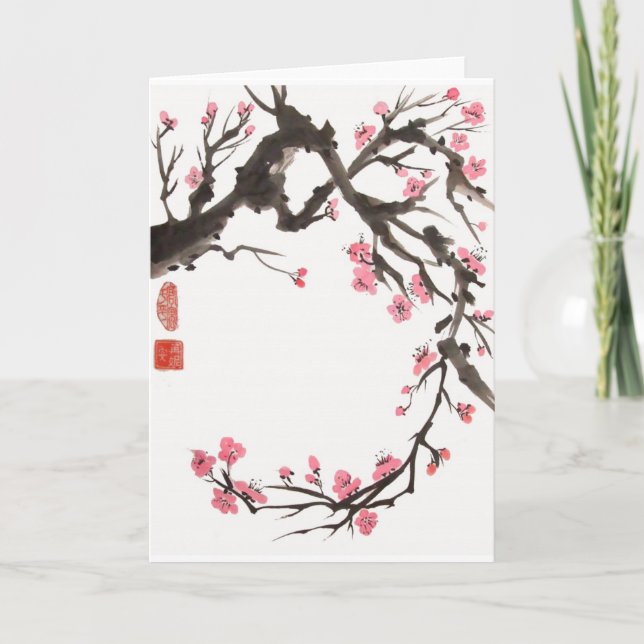 Carte blanche Courbe de fleurs de prune (Devant)