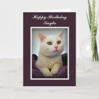 Carte blanche de chat de joyeux anniversaire de