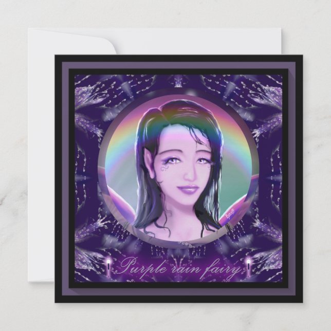 Carte blanche de fée de pluie violette (Devant)
