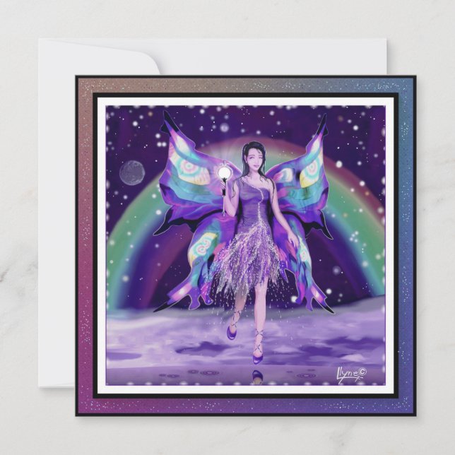 Carte blanche de fée de pluie violette (Devant)