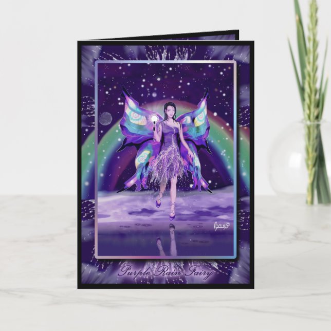 Carte blanche de fée de pluie violette (Devant)