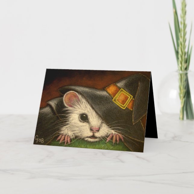 Carte BLANCHE de HALLOWEEN de RAT (Devant)