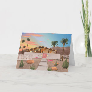 Carte blanche de la maison de Flamant rose moderne