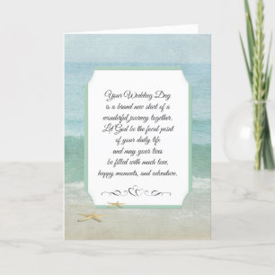 Carte blanche de mariage de plage religieuse