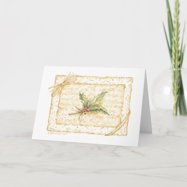 Carte blanche de Noël Holly Note (Devant)