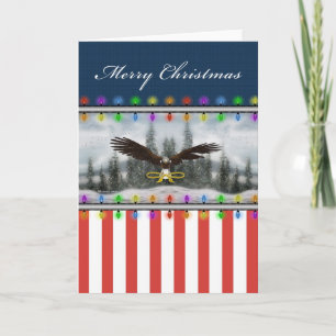 Carte blanche de Noël Joyeux Aigle patriotique amé