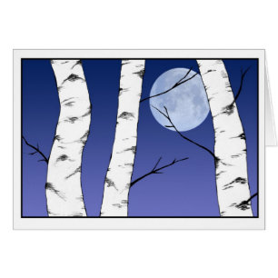 Carte blanche de Noël Yule Solstice Birch