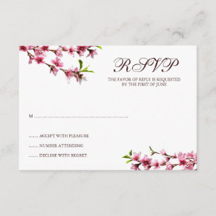 Carte blanche de réponse de fleurs de cerisier