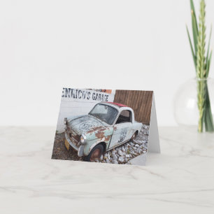 Carte blanche de voiture vintage rouille