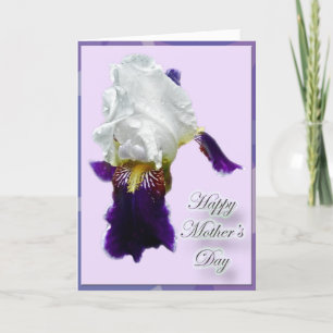 Carte blanche et pourpre du jour de mère d'iris