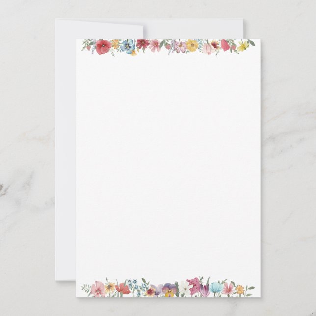 Carte blanche Fleur sauvage aquarelle peinte (Devant)