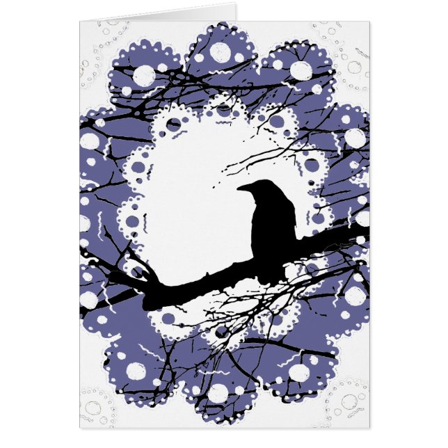 Carte blanche gothique corbeau et dentelle (Devant)
