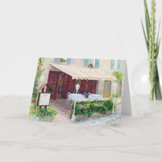 Carte blanche greeting card with French Cafe