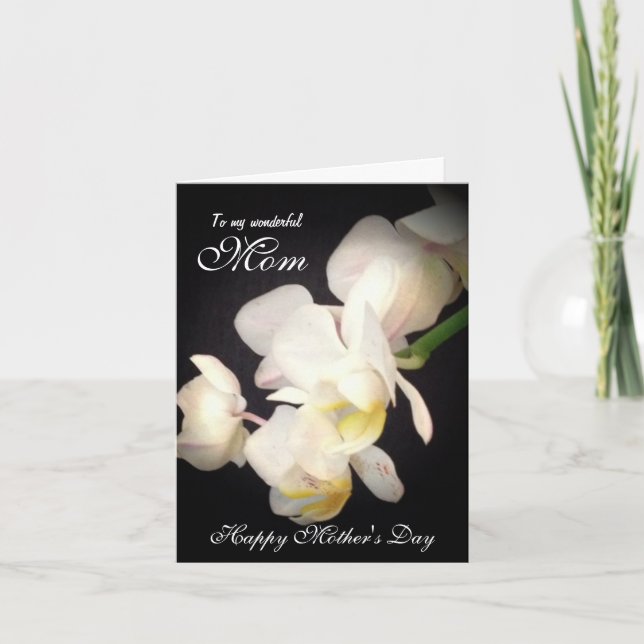 Carte blanche heureuse d'orchidée du jour de mère (Devant)
