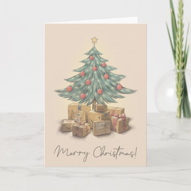 Carte blanche Joyeux Arbre de Noël (Devant)