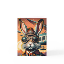 Carte blanche lapin de Pâques Steampunk