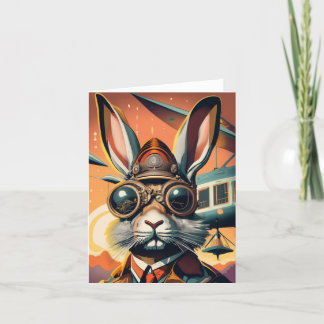 Carte blanche lapin de Pâques Steampunk