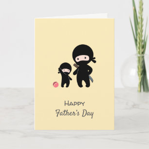 Carte blanche Ninja père et enfant jaune