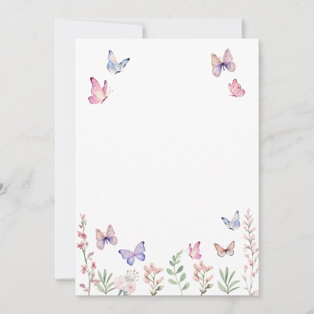 Carte blanche papillon aquarelle pour création DIY (Devant)
