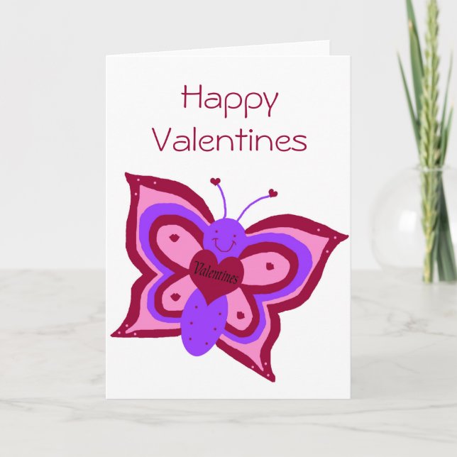 Carte blanche papillon Valentines (Devant)