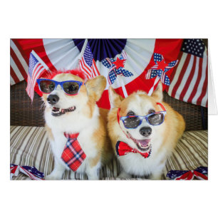 Carte blanche Patriotique Corgis